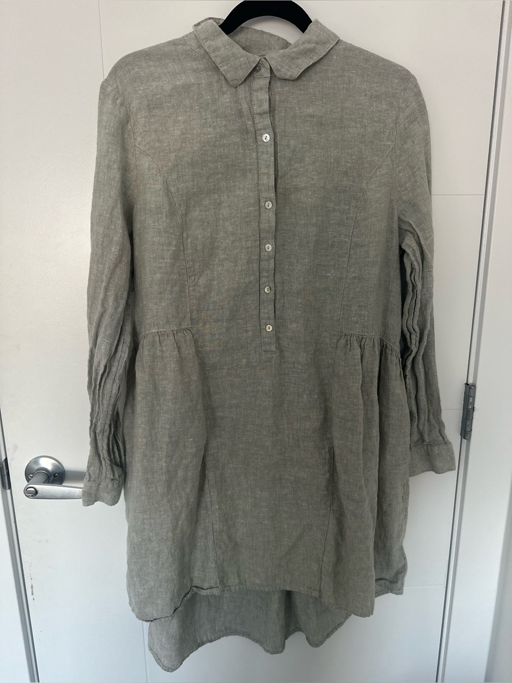 H Halston 100% Linen Peplum Shift Dress – Size Large